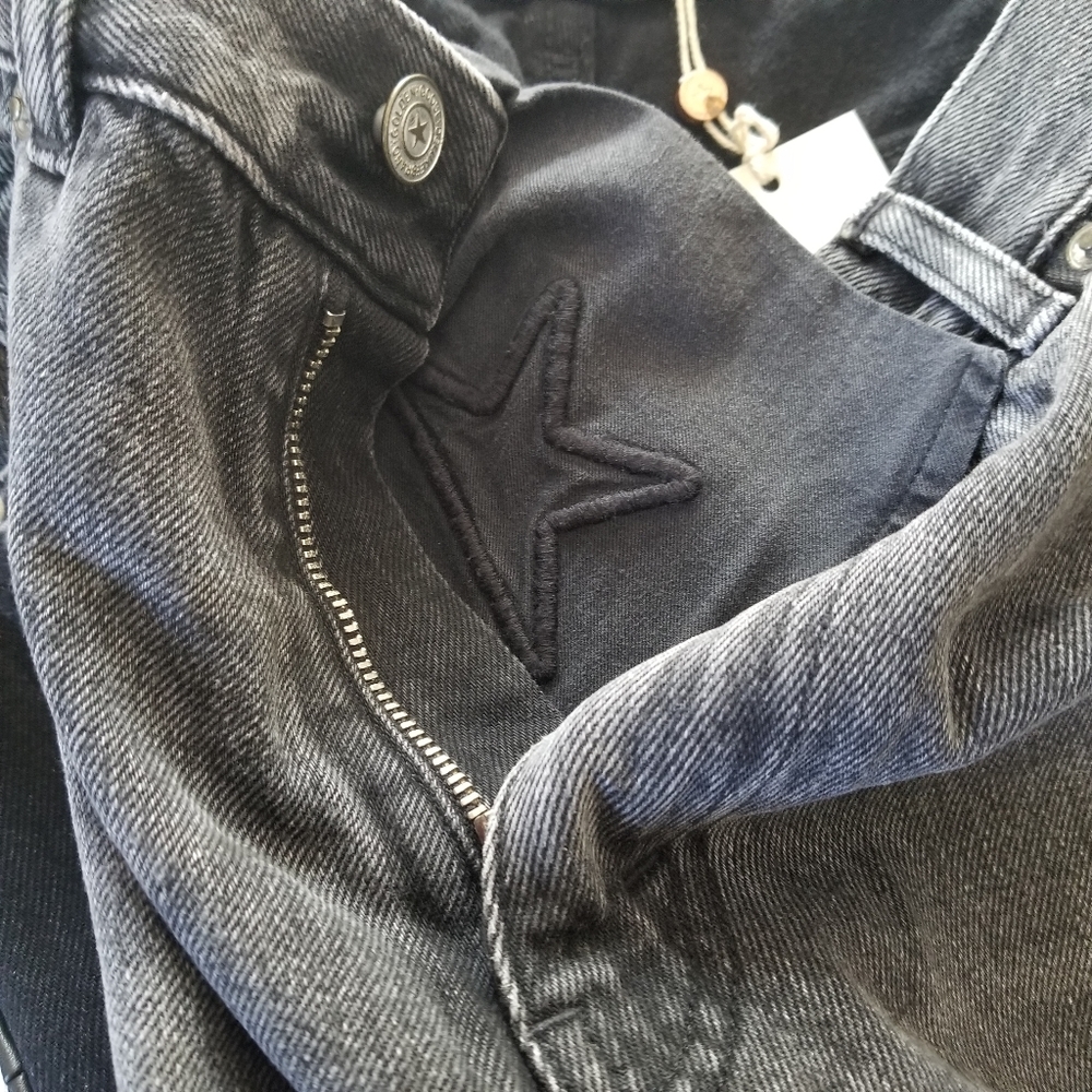 Golden Goose Two Tone High Rise Straight Leg Leather Pocket Jeans Size 2… - Picture 7 of 15